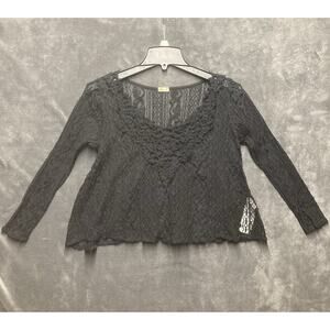 Hollister Top Woman M Black Lace Semi-Sheer Crochet 90s Fairy Grunge Boho